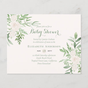 Papier Délicat Floral Thème Baby shower Invitations BUDGE