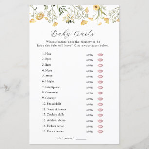 Papier Delicy Fleur sauvage Jaune Bébé Traits Douche Jeu
