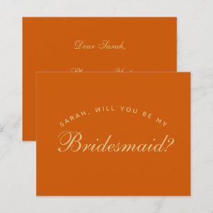 Papier Demande de Demoiselle d'Honneur Orange Brûlé Budge