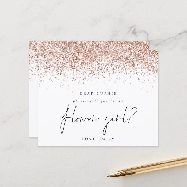 Papier Demande de Fleur Rose Gold Parties scintillant Bud (Devant/Arrière en situation)