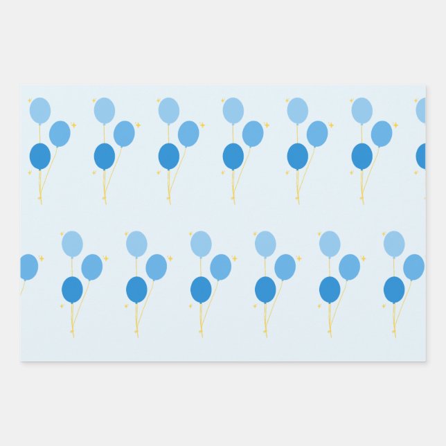 Papier d'emballage à ballon bleu (Devant 3)