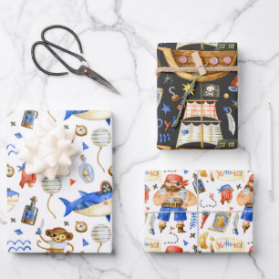 Papier d'emballage aquarelle Pirate Pack