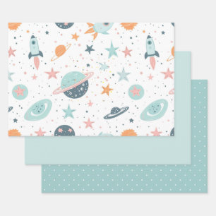 Papier d'emballage Astronaute Feuille Plate Ensemb