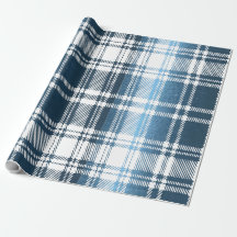 Papier d'emballage cadeau à carreaux bleus