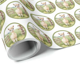 Papier d'emballage cadeau bébé alpaga mignon