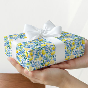 Papier d'emballage cadeau citron frais Méditerra