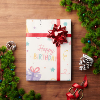 Papier d'emballage cadeau coloré pour fête d'anniv