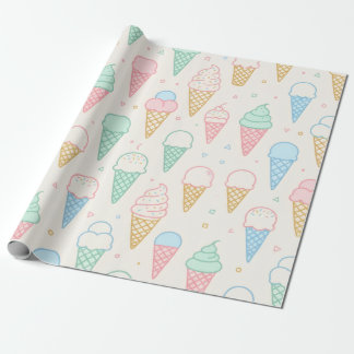 Papier d'emballage cadeau Cône de glace pastel