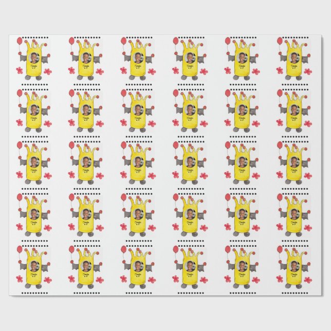 Papier d'emballage cadeau d'anniversaire Monstre C (Plat)