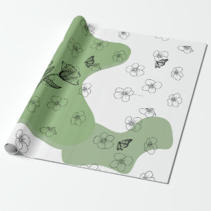 Papier d'emballage cadeau d'art en ligne floral él