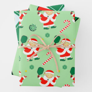 Papier d'emballage cadeau de Noël Pickleball