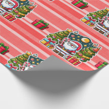 Papier d'emballage cadeau drôle de Noël avec le Pè