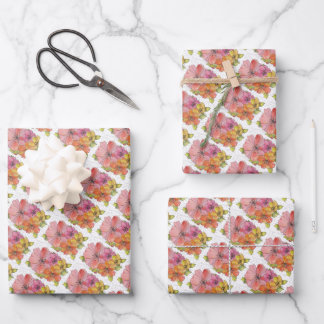 Papier d'emballage cadeau - Fleurs aquarelles past