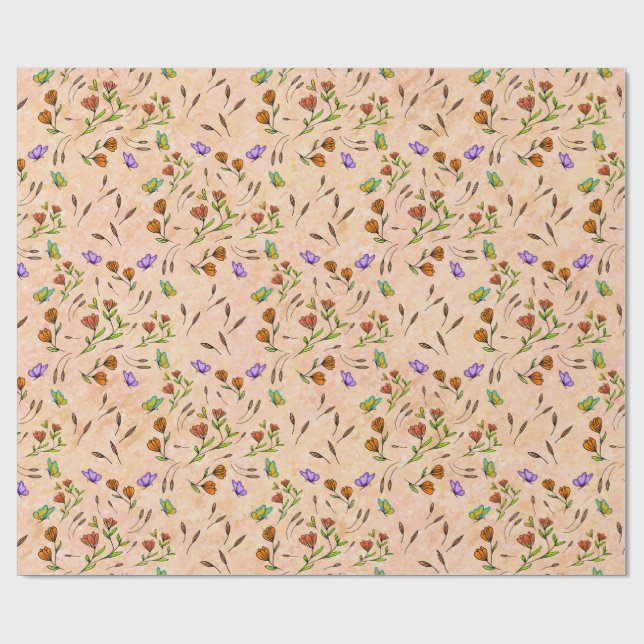 Papier d'emballage cadeau Floral Fantaisie (Plat)