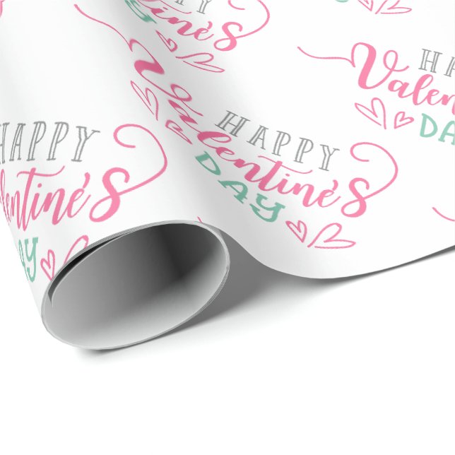 Papier d'emballage cadeau Joyeuse Saint-Valentin (Coin rond)