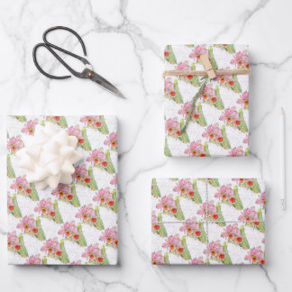 Papier d'emballage cadeau - Orchidée rose