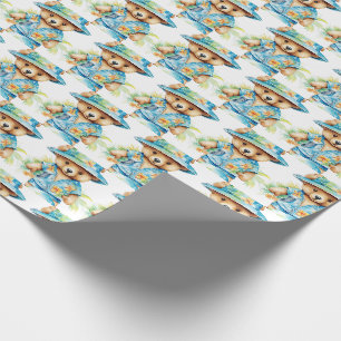 Papier d'emballage cadeau Ourson en peluche bleu p