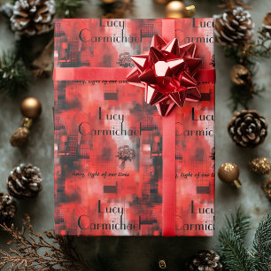 Papier d'emballage cadeau personnalisé rouge et no