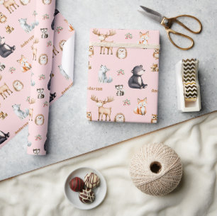 Papier d'emballage cadeau pour Baby Shower Rose Bo