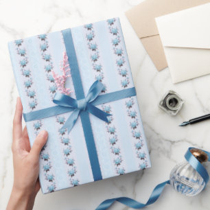 Papier d'emballage cadeau Rose Bleu Cottagecore