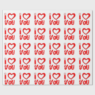 Papier d'emballage cadeau Rouge Je t'aime