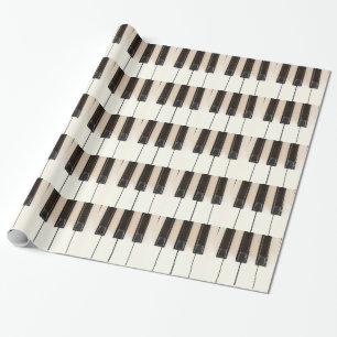 Papier d'emballage cadeau touches Piano Noir Blanc