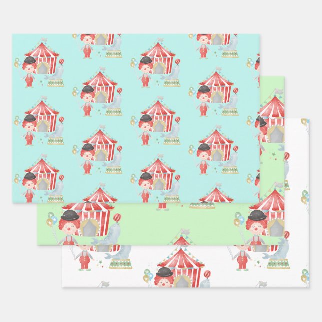 Papier d'emballage cirque, emballage cadeau d'anni (Lot)