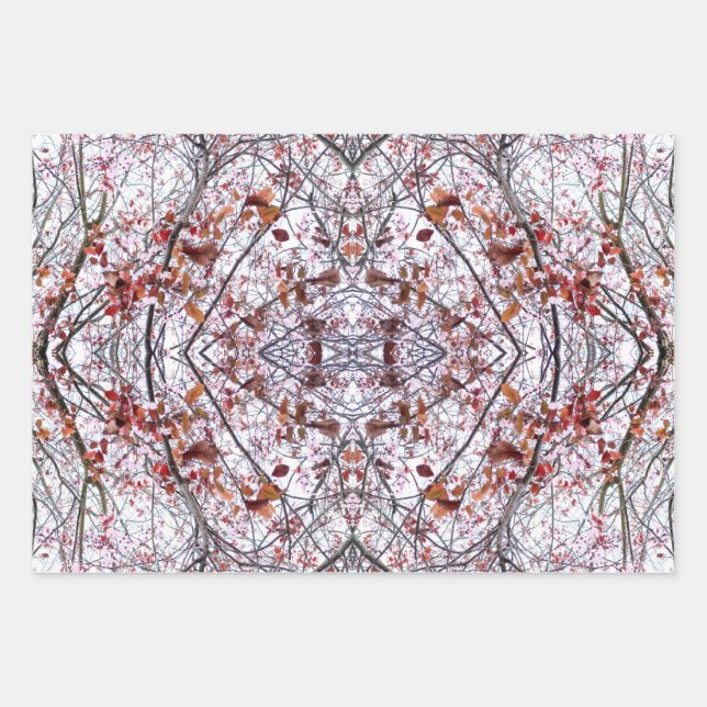 Papier d'emballage : Collage de fleurs de cerises (Devant)