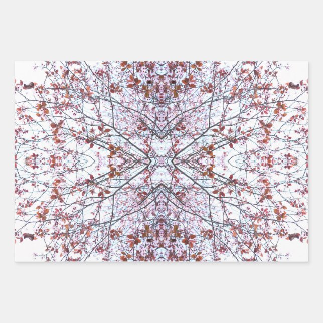 Papier d'emballage : Collage de fleurs de cerises (Devant)