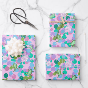 Papier d'emballage d'art de la grenouille mignonne