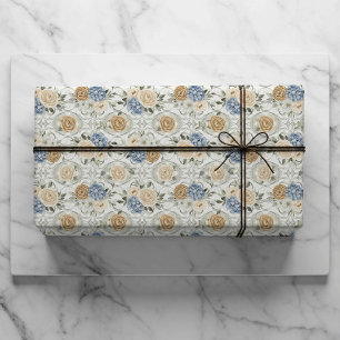 Papier d'emballage de cadeau de mariage floral ble
