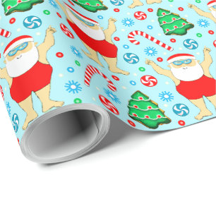 Papier d'emballage de cadeau de Noël de natation