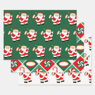 Papier d'emballage de cadeau de Noël de rugby