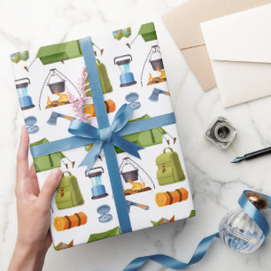 Papier d'emballage de camping, papier cadeau de ra