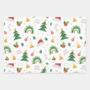 Papier d'emballage de décoration colorée de Noël