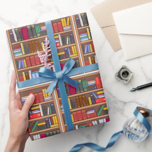 Papier d'emballage de livre, papier cadeau de bibl