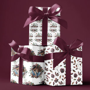 Papier d'emballage de mariage floral aquarelle