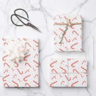 Papier d'emballage de Noël en forme de canne à bon