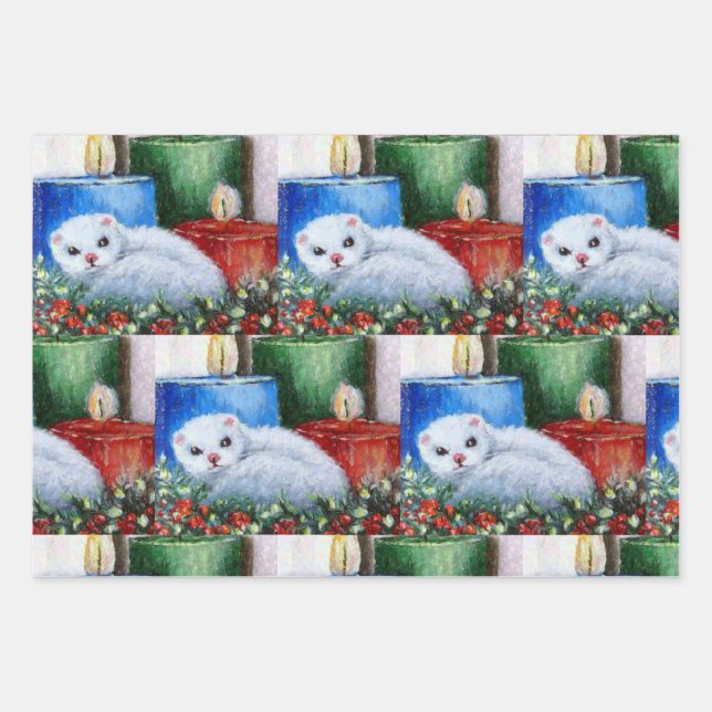 Papier d'emballage de Noël Ferret d'Art original (Devant)
