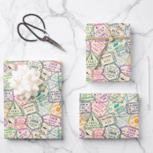 Papier d'emballage de voyage, emballage cadeau de 