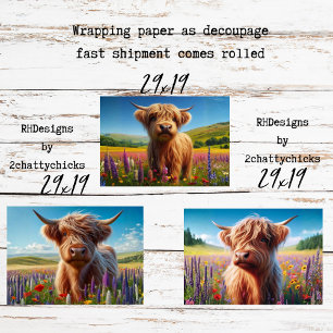 Papier d'emballage découpage 3 modèles de vaches d