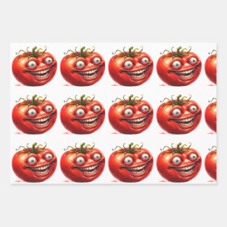 Papier d'emballage drôle de dessin animé de tomate