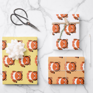Papier d'emballage en tigre de style kawaii