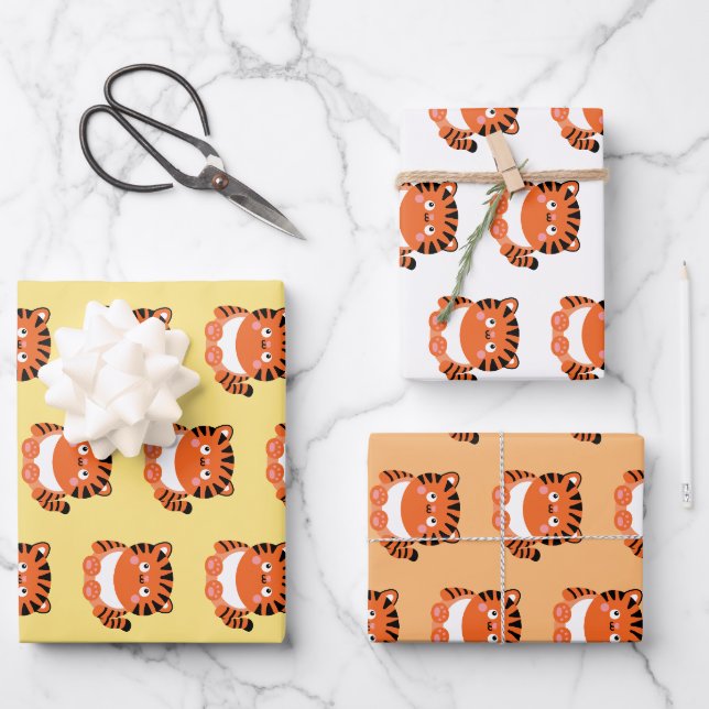 Papier d'emballage en tigre de style kawaii (Recto)