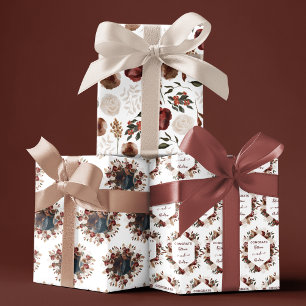 Papier d'emballage floral aquarelle pour mariage e