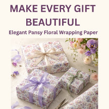 Papier d'emballage floral Pensée | Élégant cadeau 
