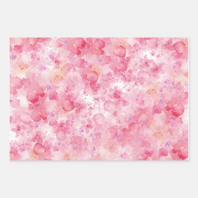 Papier d'emballage floral rose (Devant)