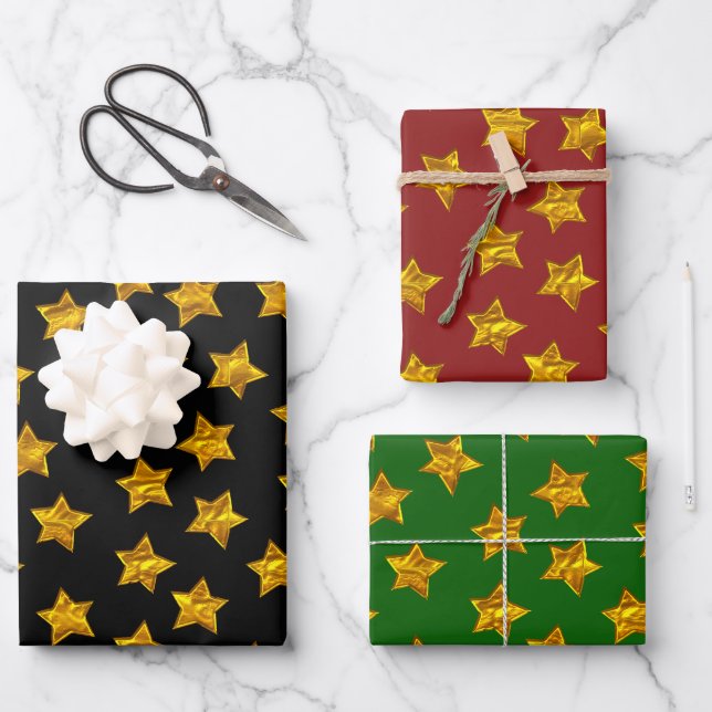 Papier d'emballage Gold Star - Élégant Noël (Recto)