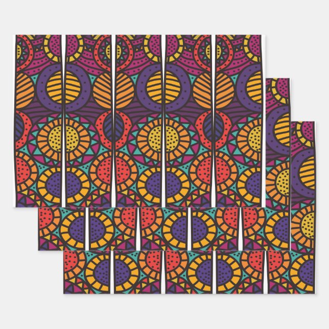 Papier d'emballage imprimé africain (Lot)