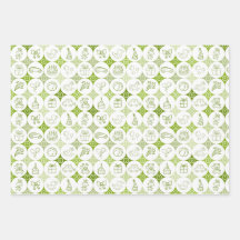 papier d'emballage jeu de 3 feuilles avec dessins